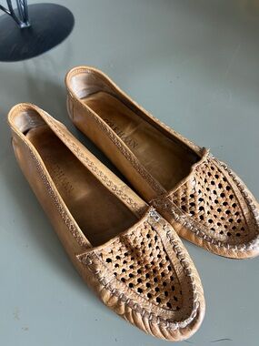 Cole Haan Woven Leather Slip-On Loafers in Tan